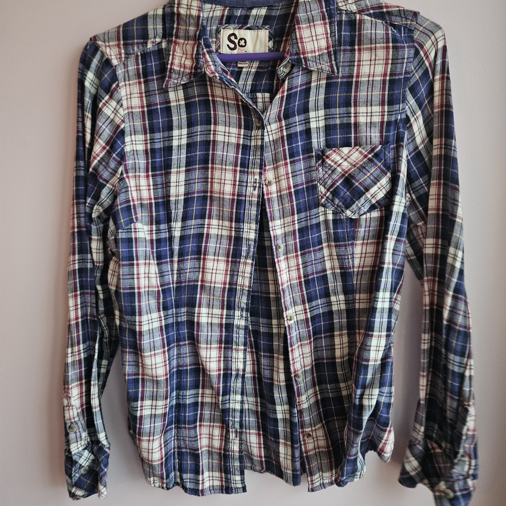 SO Multicolor Plaid Button Down Shirt